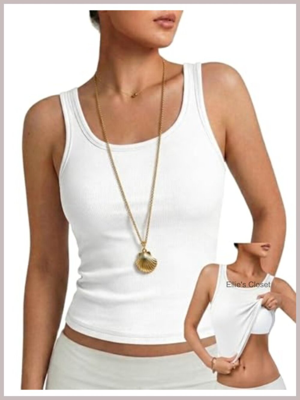 Women's Ribbed Tank Top with Built-in Bra - Sleeveless Seamless Summer Top